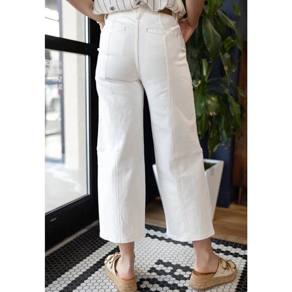 Rails Denim Size 29 The Getty Crop Utility Wide Leg Jeans Ecru High Rise Preppy - Picture 8 of 16